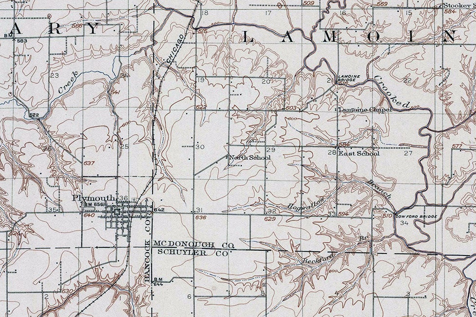 1916 Topo Map of Colchester Quadrangle Illinois