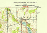 1950 Topo Map of North Webster Quadrangle Indiana Lake Webster