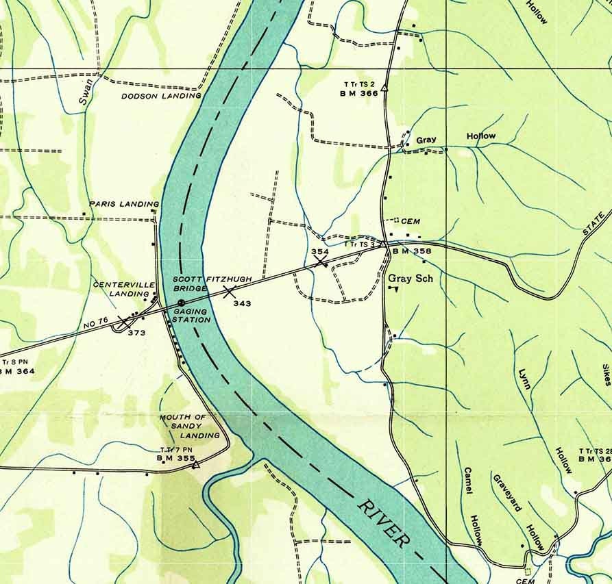 1936 Topo Map of Centerville Landing Tennessee