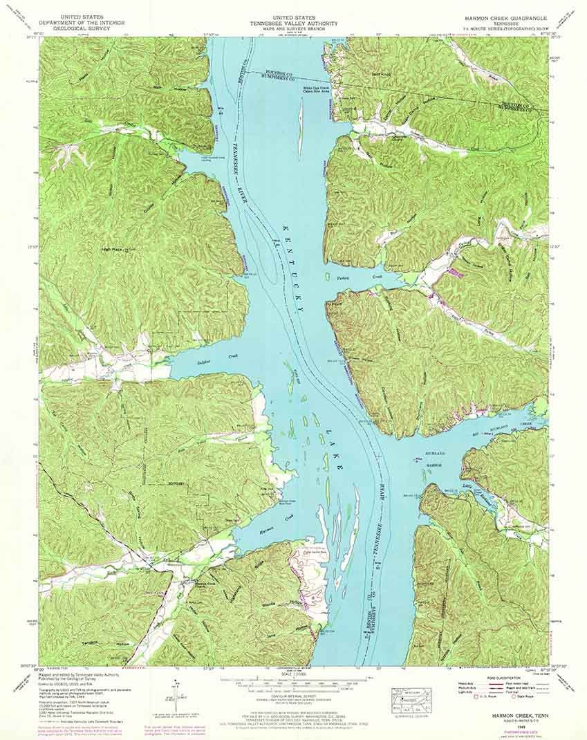 1949 Topo Map of Harmon Creek Tennessee