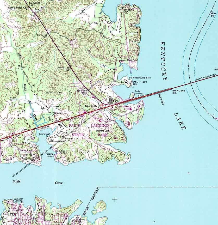 1950 Topo Map of Paris Landing Tennessee Kentucky Lake