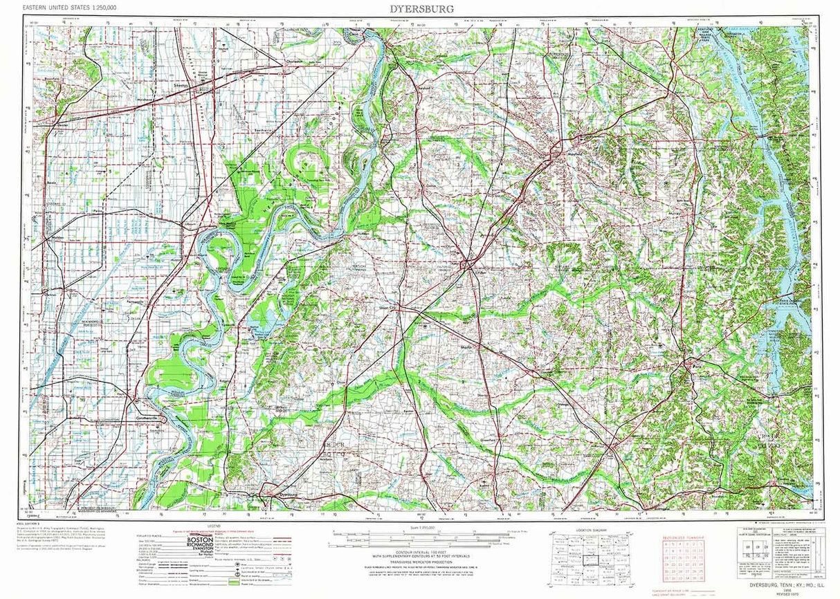 1956 Topo Map of Dyersburg Tennessee Mayfield