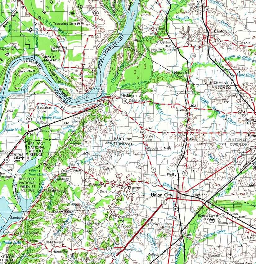 1956 Topo Map of Dyersburg Tennessee Mayfield
