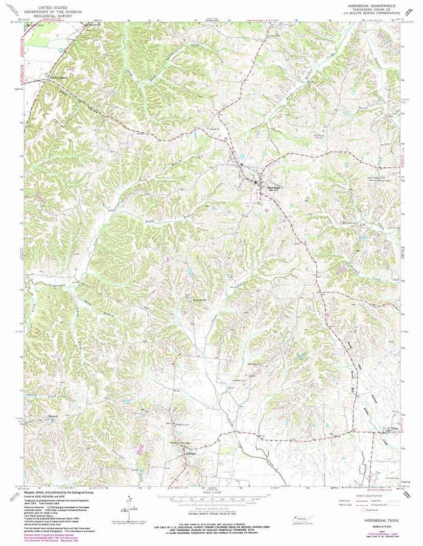 1964 Topo Map of Hornbeak Tennessee Elbridge