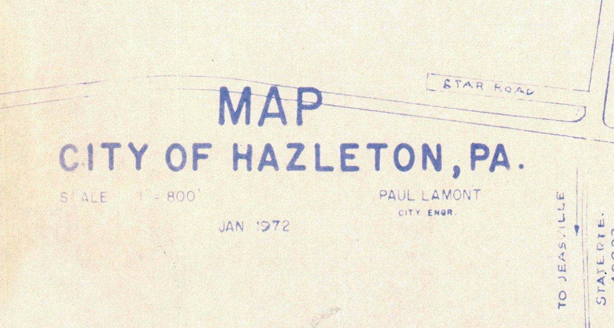 1972 Map of Hazelton Pennsylvania