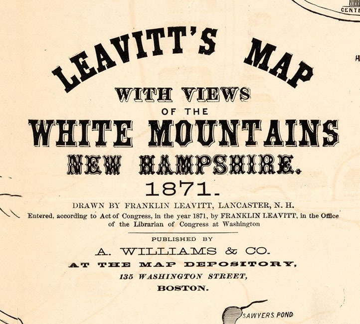 1871 Map of the White Mountains of New Hampshire