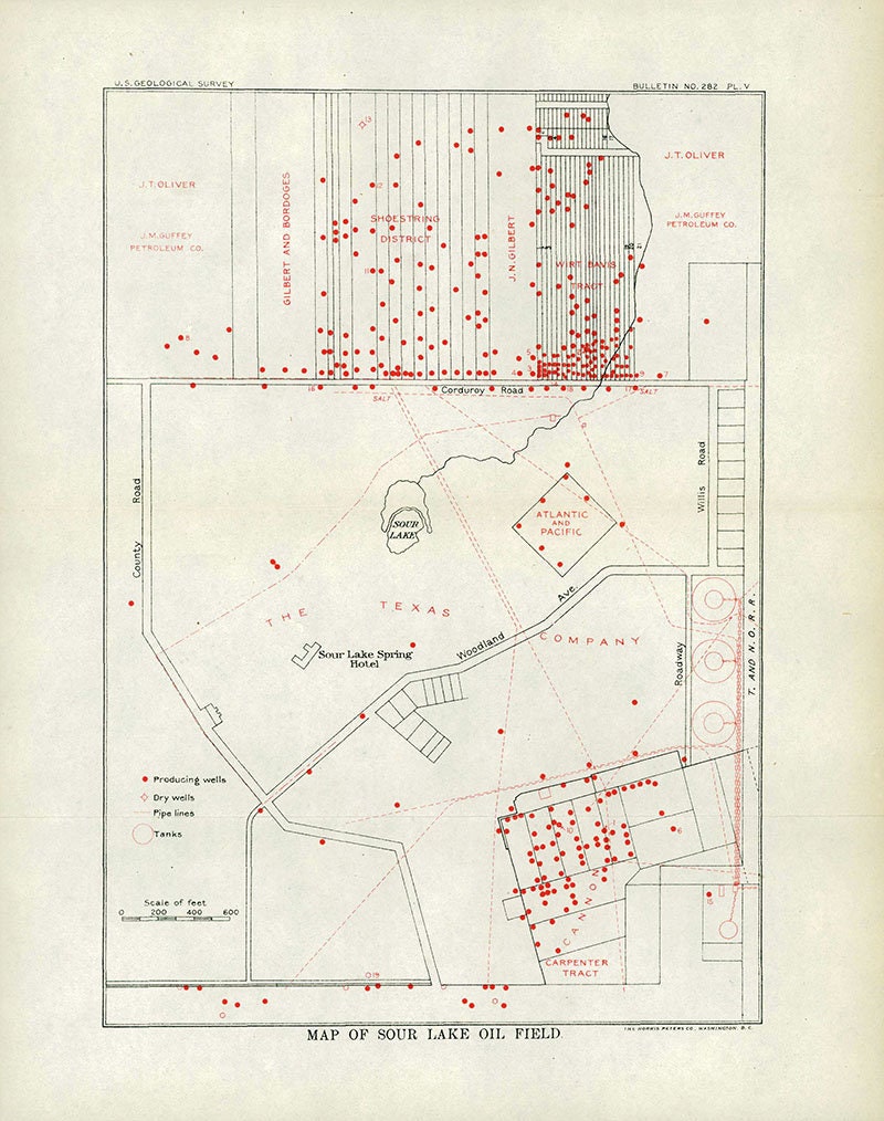 1906 Map of Sour Lake Oil Field Texas