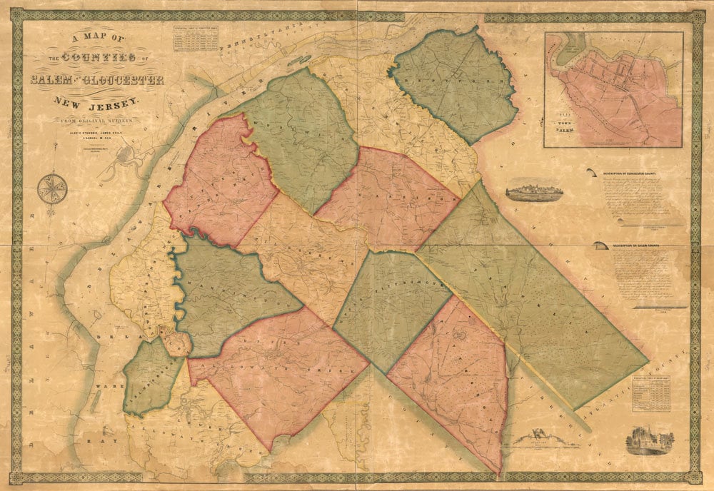 1849 Map of Salem & Gloucester County New Jersey from actual surveys Salem Genealogy