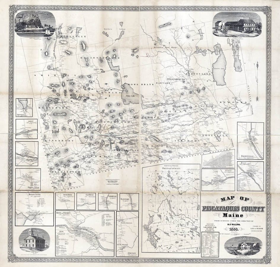 1858 Map of Piscataquis County Maine