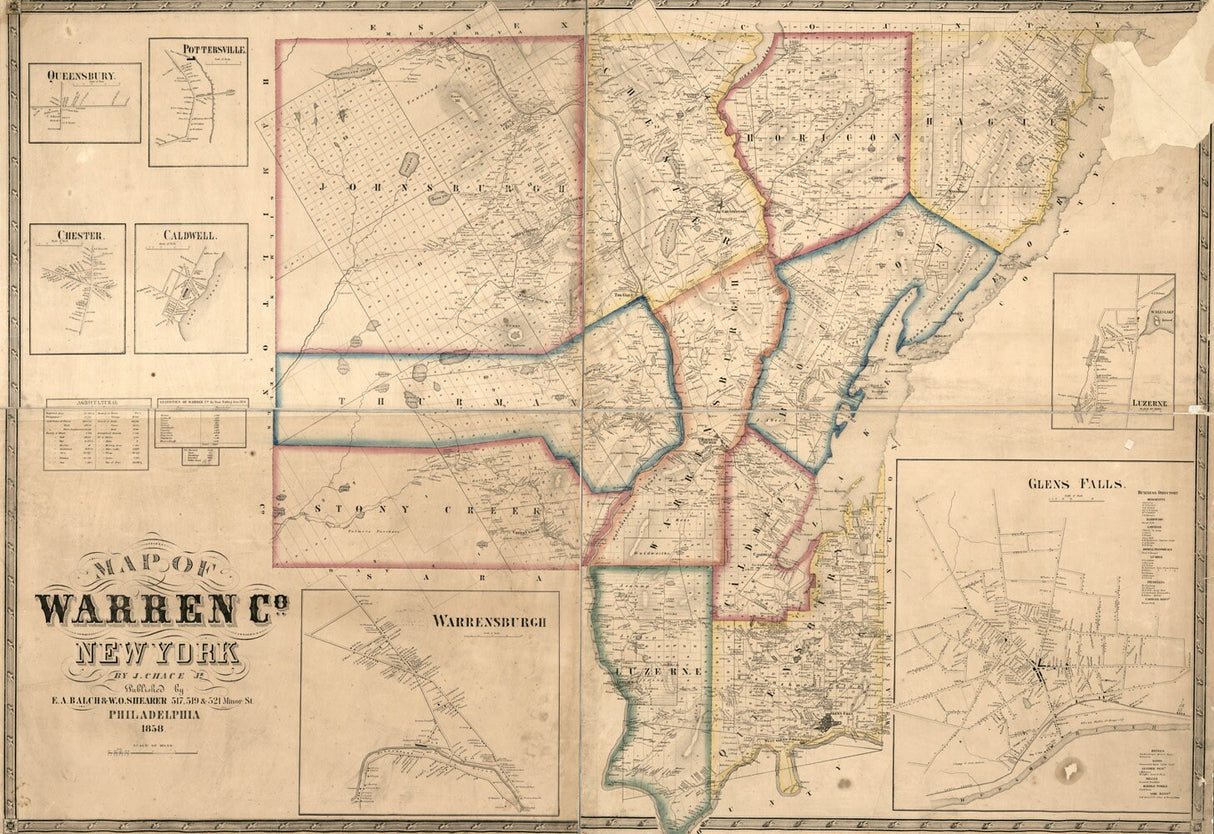 1858 Map of Warren County New York