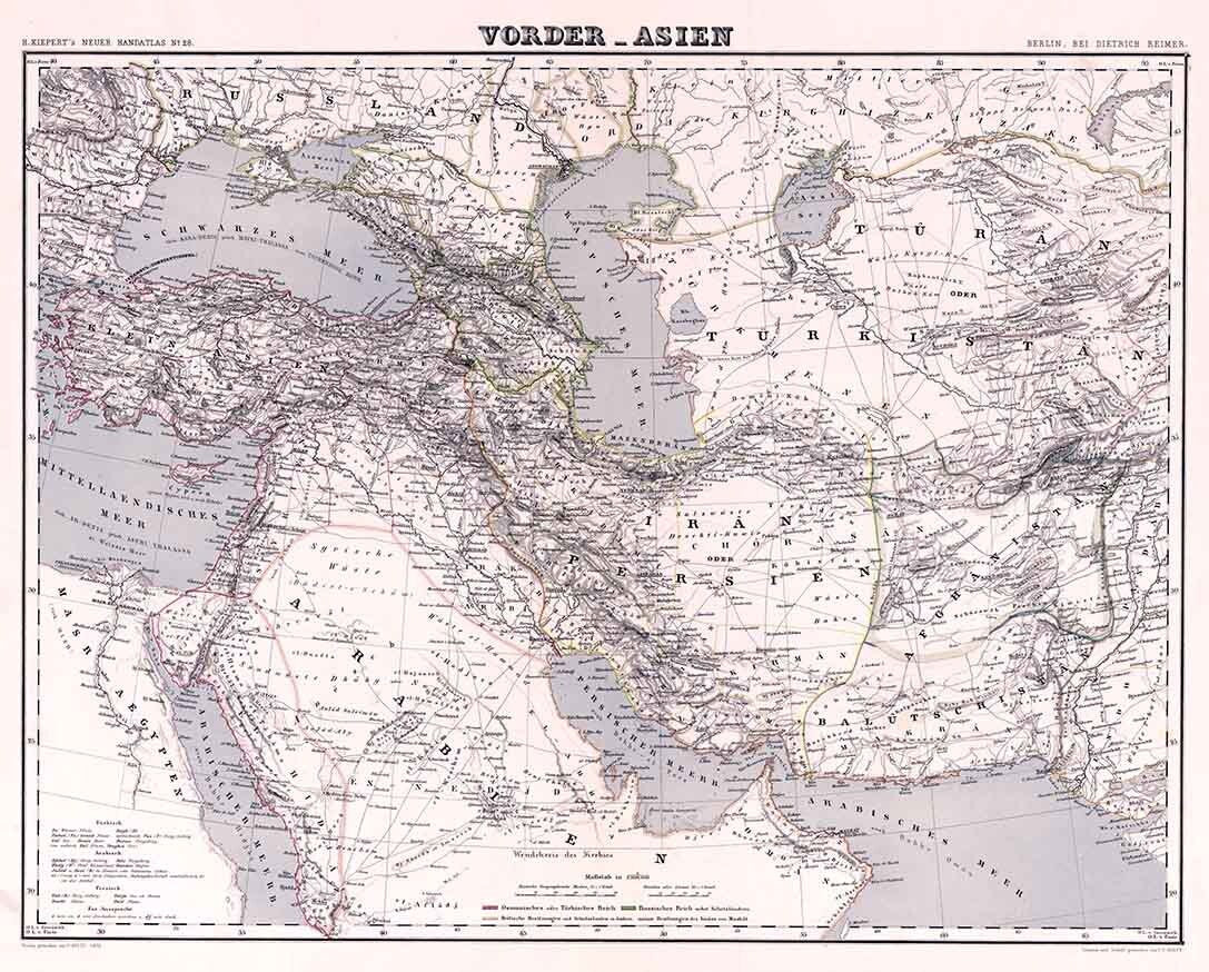 1855 Map of Vorder Asien Berlin Middle East Germany