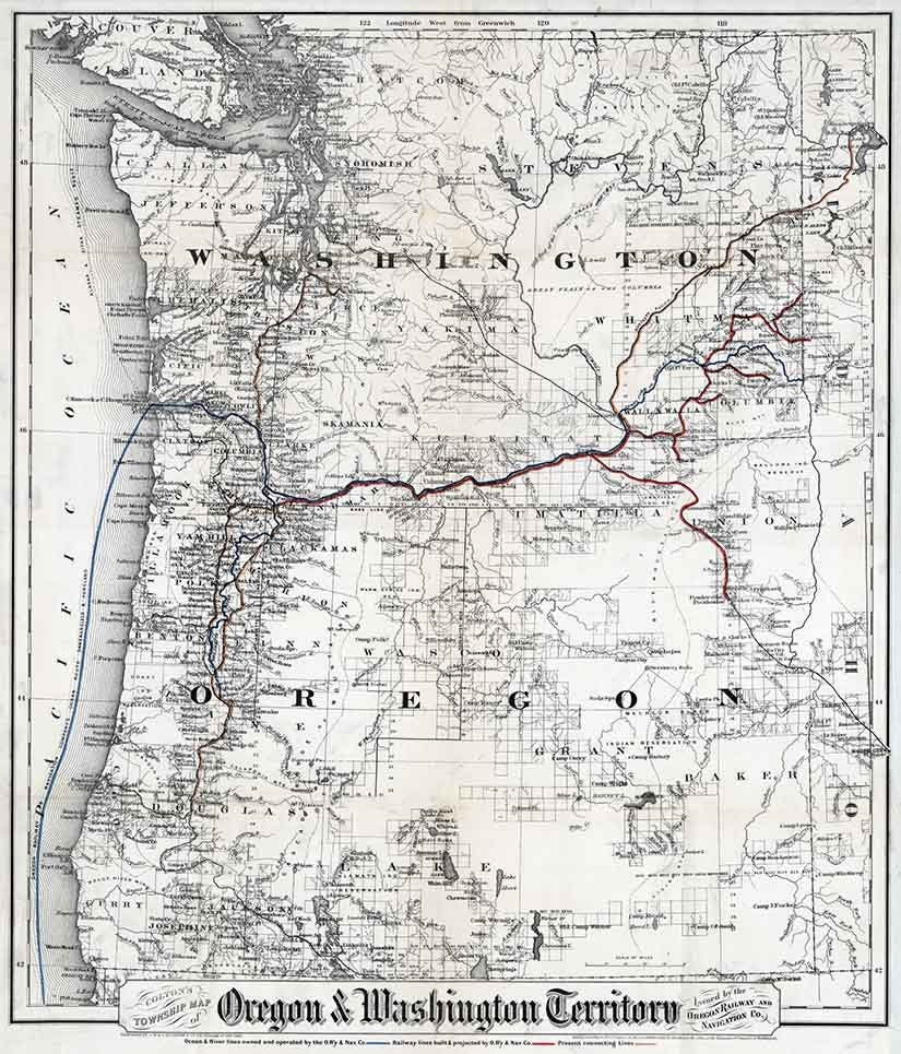 1880 Map of Colton Township Oregon and Washington Territory