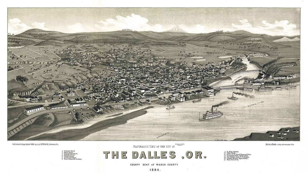 1884 Panoramic Map of The Dallas Oregon