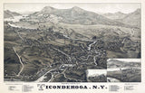 1884 Panoramic Map of Ticonderoga New York