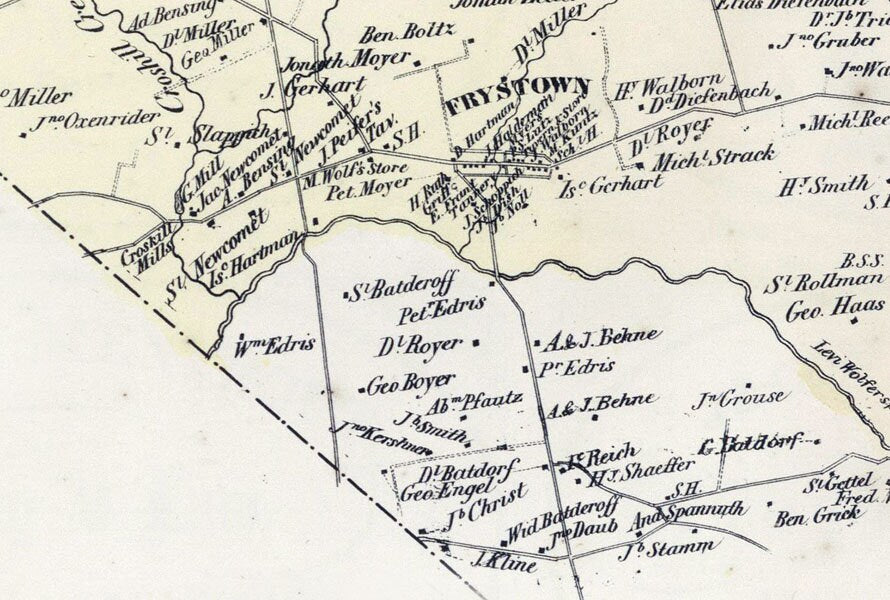 1862 Map of Bethel Township Berks County Pennsylvania