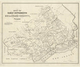 1862 Map of early settlements of Delaware County Pa