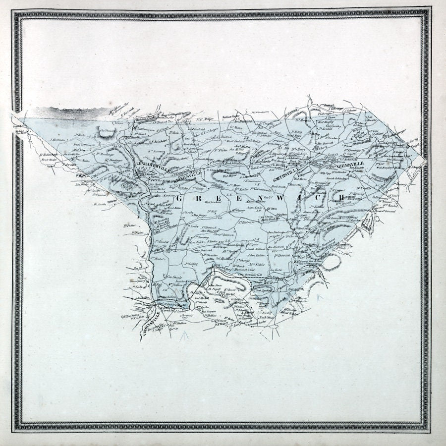 1862 Map of Greenwich Township Berks County Pennsylvania