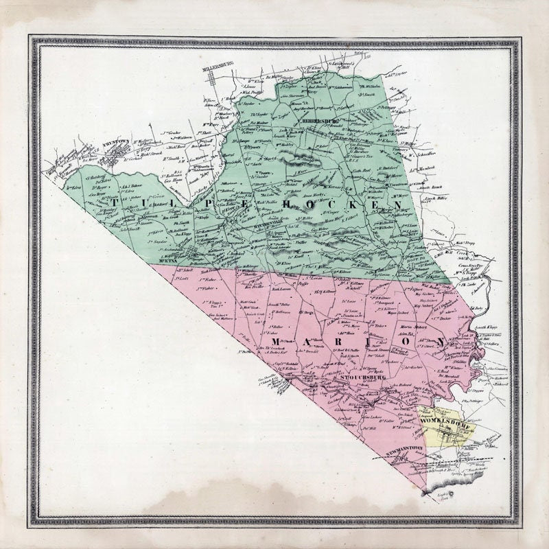 1862 Map of Tulpehocken & Marion Township Berks County Pennsylvania