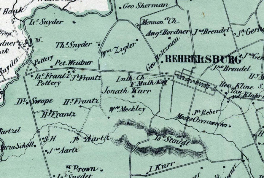 1862 Map of Tulpehocken & Marion Township Berks County Pennsylvania