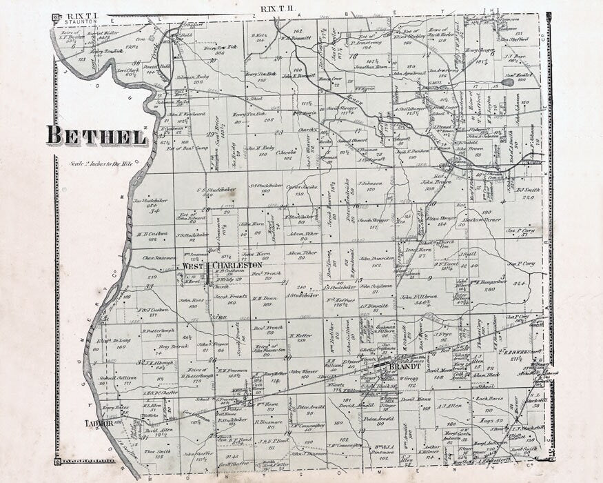 1871 Map of Bethel Township Miami County Ohio