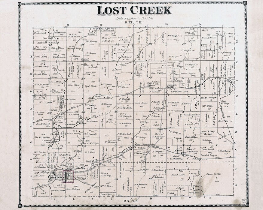 1871 Map of Lost Creek Township Miami County Ohio