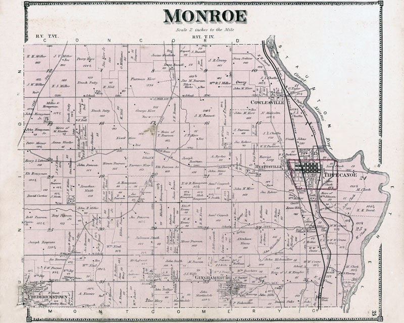 1871 Map of Monroe Township Miami County Ohio