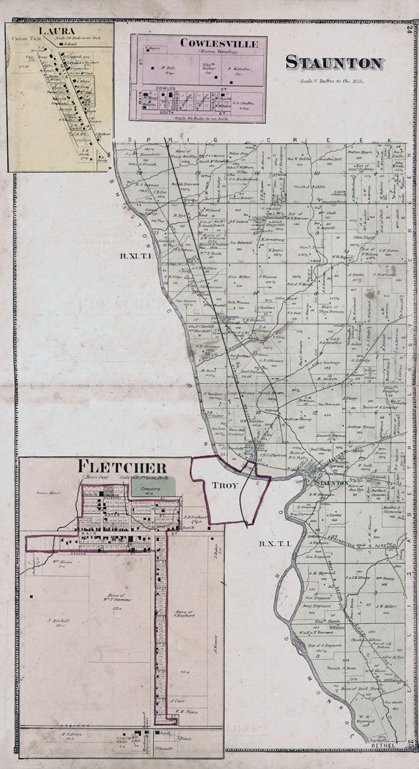 1871 Map of Staunton Township Miami County Ohio