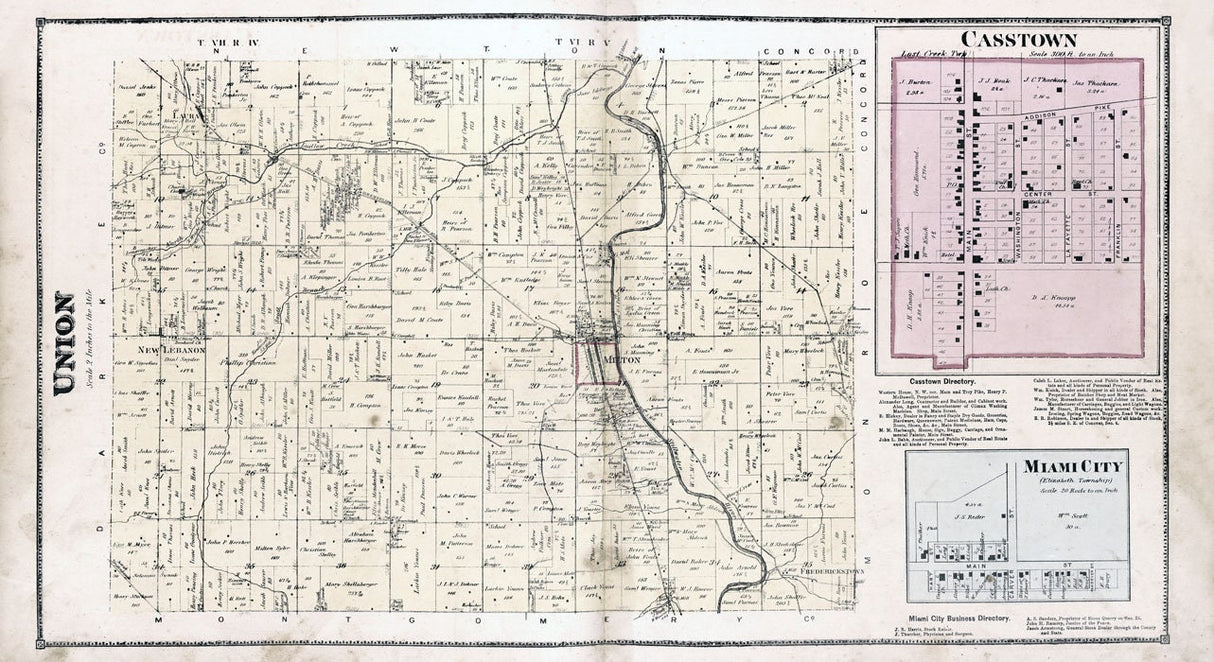 1871 Map of Union Township Miami County Ohio