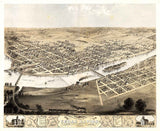 1868 Panoramic Map of Cedar Rapids and Kingston Linn County Iowa