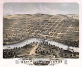 1870 Panoramic Map of Saint Peter Nicollet County Minnesota