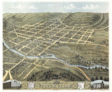 1871 Panoramic Map of Titusville Crawford County Pennsylvania