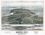 1880 Panoramic Map of Lands End Rockport Massachusetts