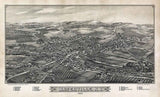 1885 Panoramic Map of Waterville New York