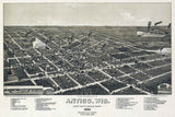1886 Panoramic Map of Antigo Wisconsin Langlade County