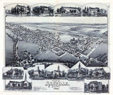 1888 Panoramic Map of Annville Pennsylvania