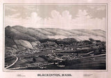 1889 Panoramic Map of Blackinton Massachusetts