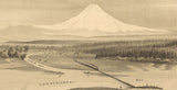 1878 Panoramic Map of New Tacoma and Mount Rainier Washington