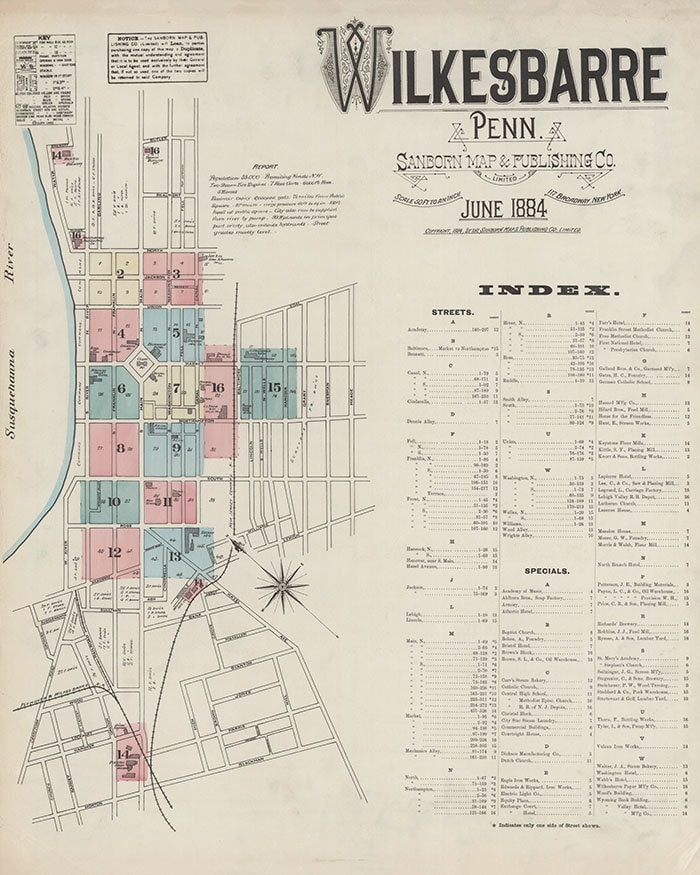 1884 Map of Wilkes-Barre Pennsylvania