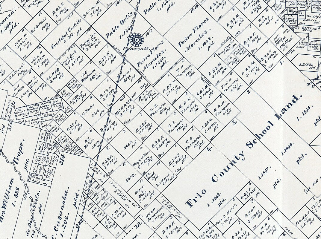 1893 Farm Line Map of Frio County Texas