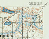1893 Topo Map of Delavan Wisconsin Quadrangle Delavan Lake