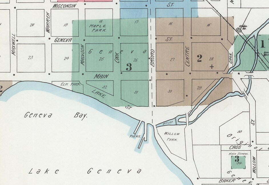 1900 Town Map of Lake Geneva Wisconsin