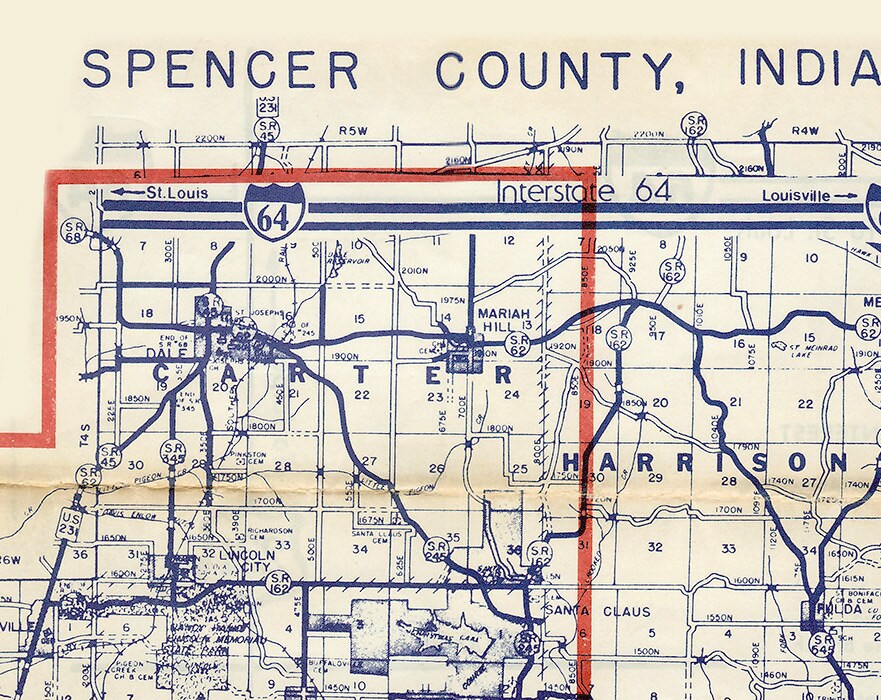 Spencer County Indiana Vintage Map