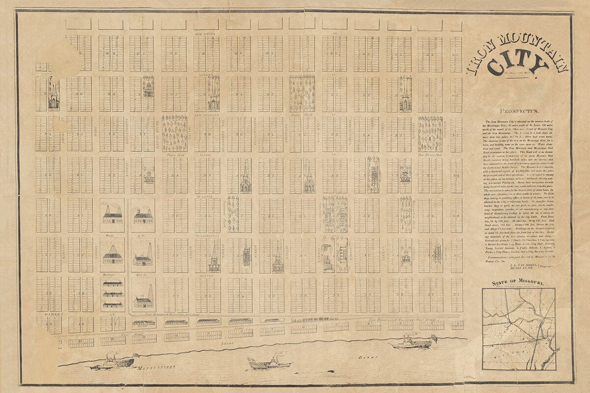 1837 Map of Iron Mountain City Missouri