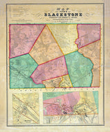 1854 Map of Blackstone Worcester County Massachusetts