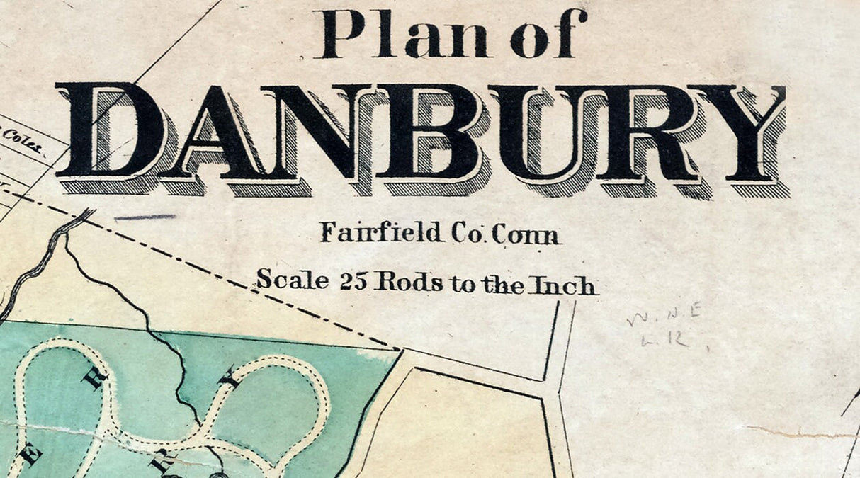 1867 Map of Danbury Fairfield County Conneticut