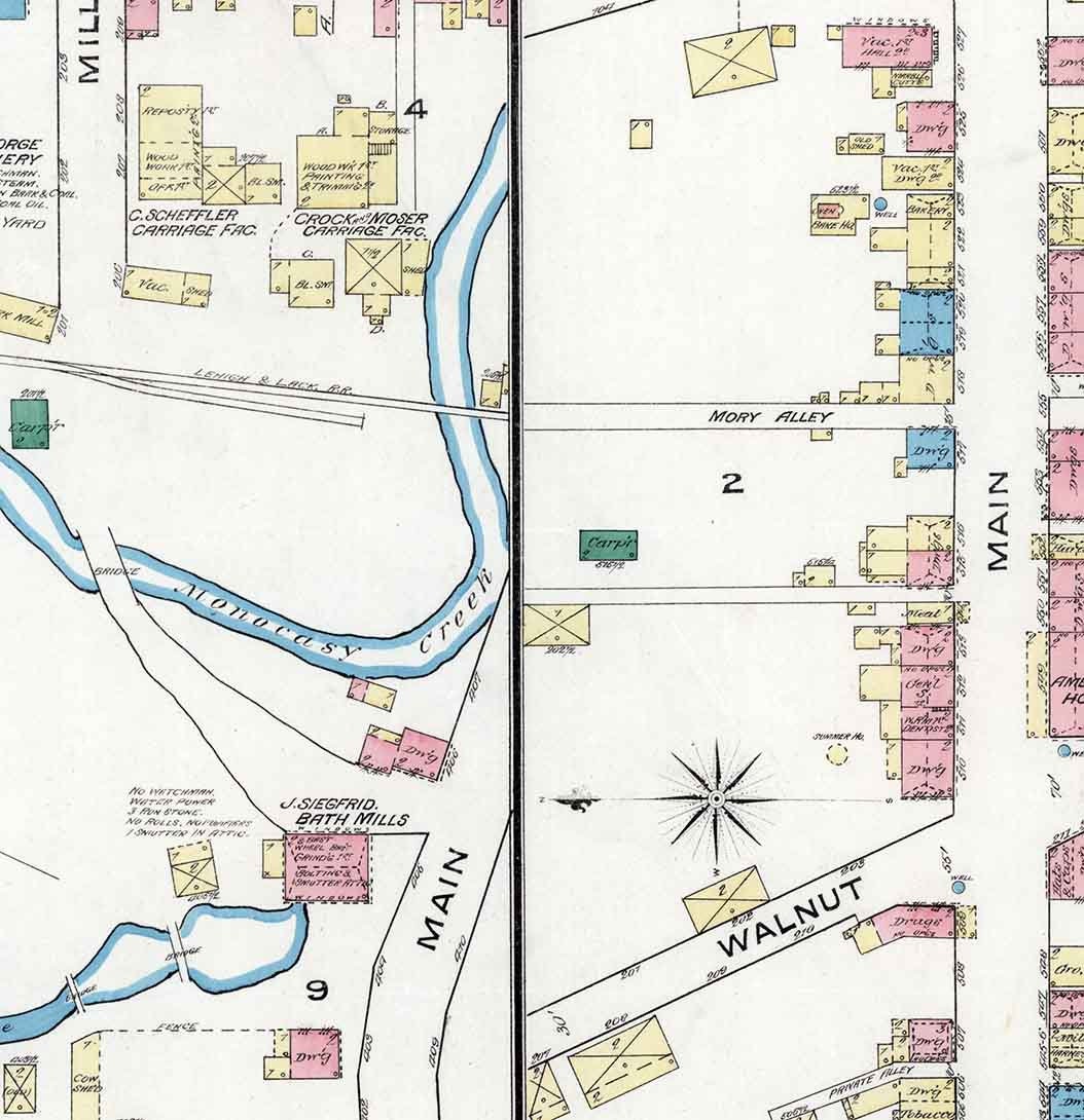 1885 Sanborn Map of Bath Northampton County Pennsylvania