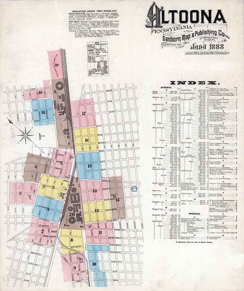 1888 Sanborn Map of Altoona Blair County Pennsylvania