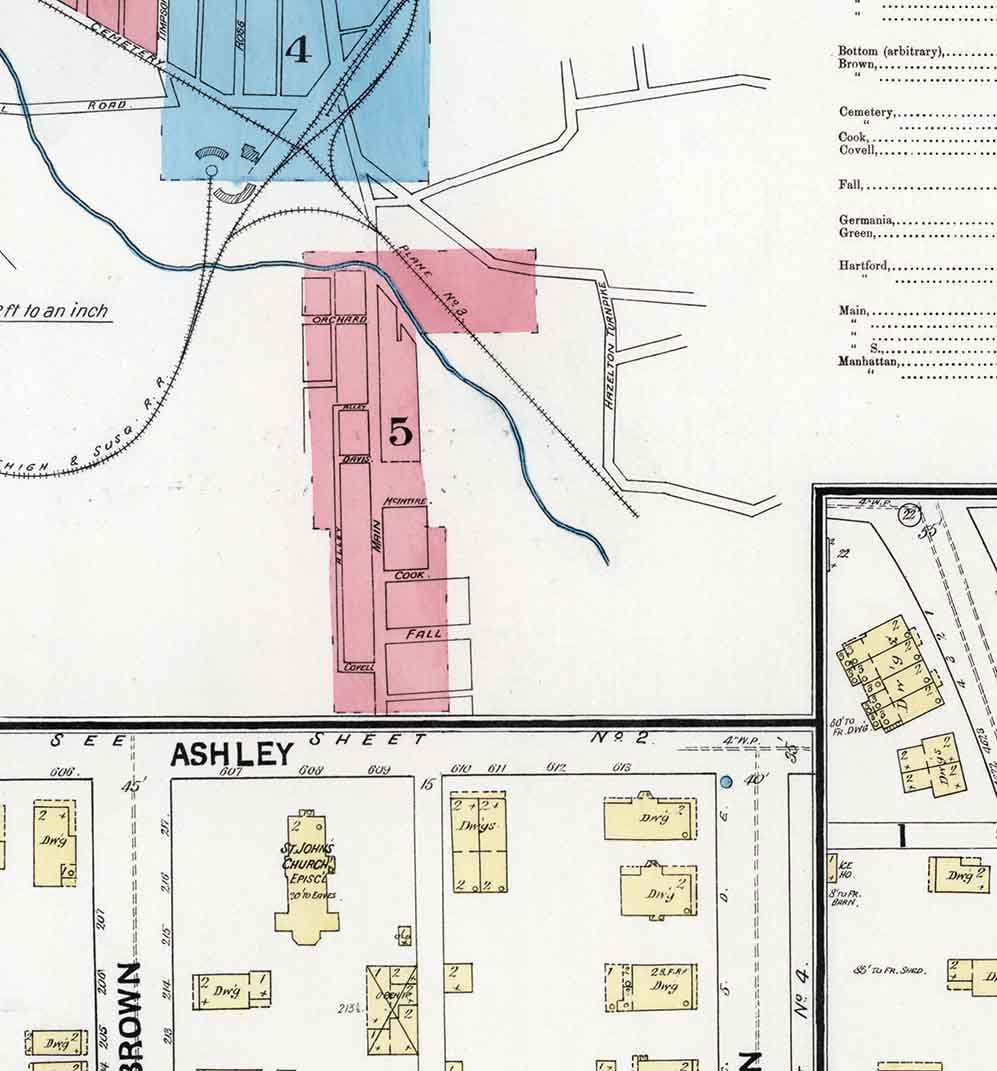 1891 Sanborn Map of Ashley Luzerne County Pennsylvania