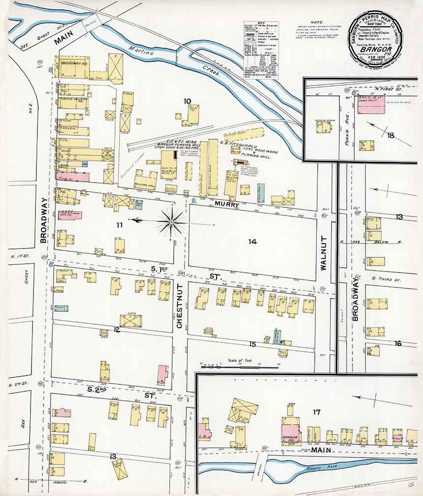 1892 Sanborn Map of Bangor Northampton County Pennsylvania