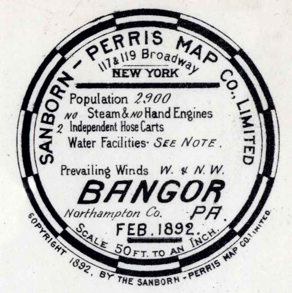 1892 Sanborn Map of Bangor Northampton County Pennsylvania